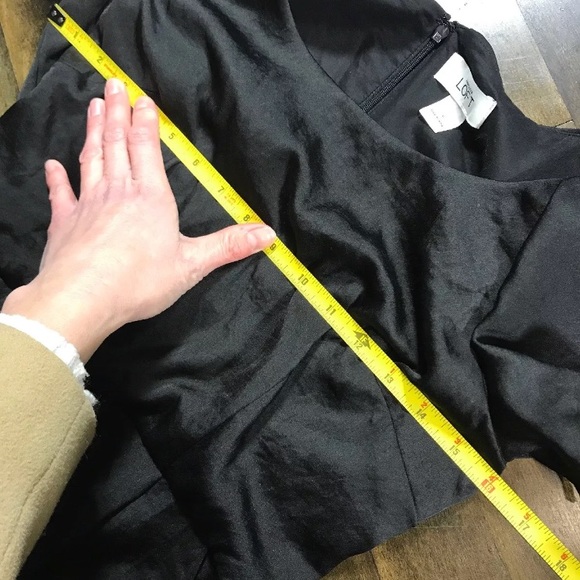 LOFT Women’s Satin Sheath Dress Flutter Sleeves - Picture 8 of 8